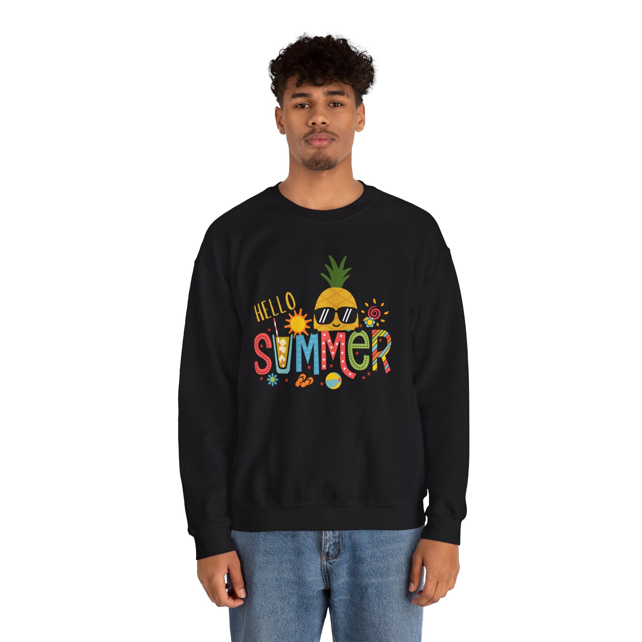 Hello Summer Pineapple Sweatshirt, Unisex Summer Crewneck