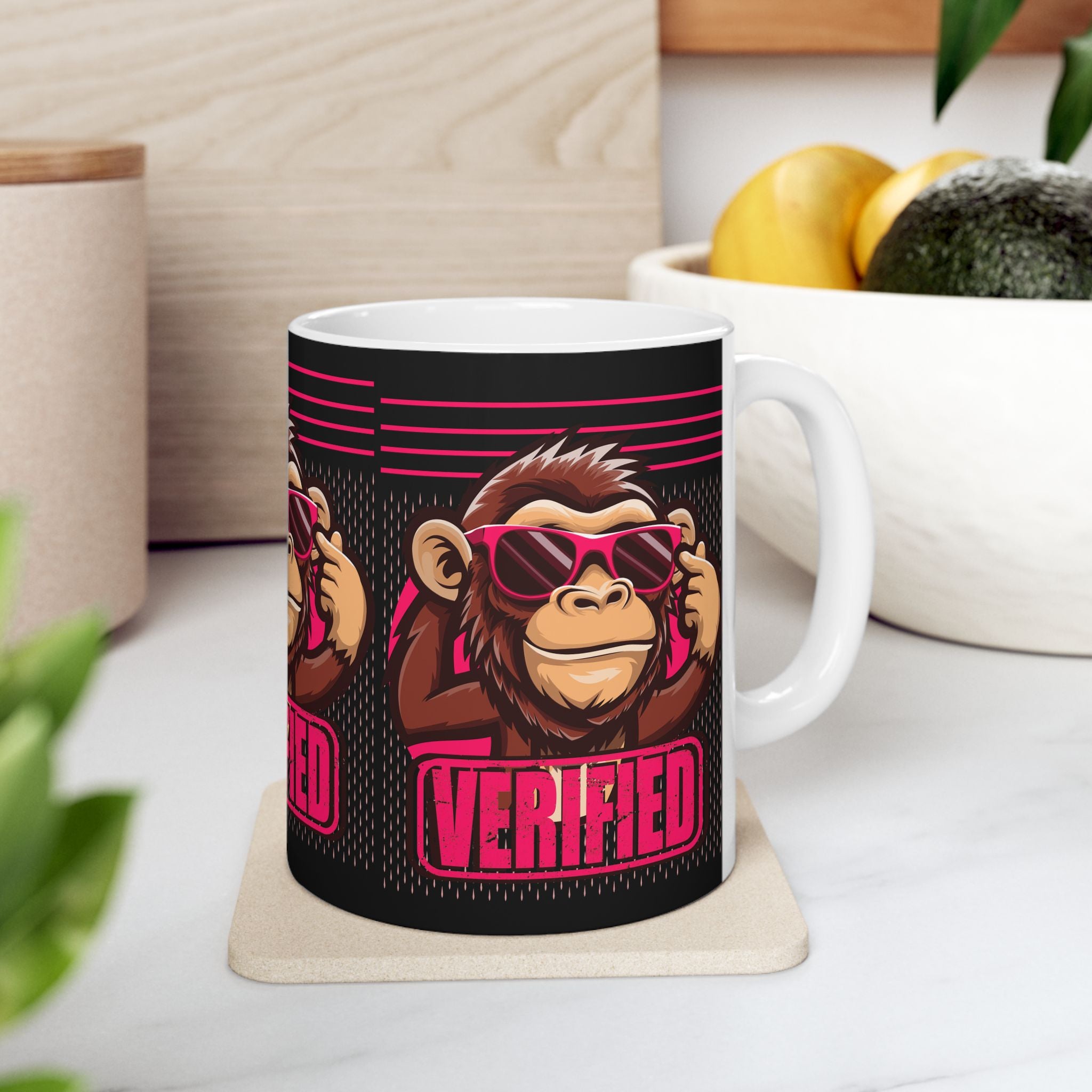 Verified Monkey Ceramic Mug - Fun Gift for Animal Lovers