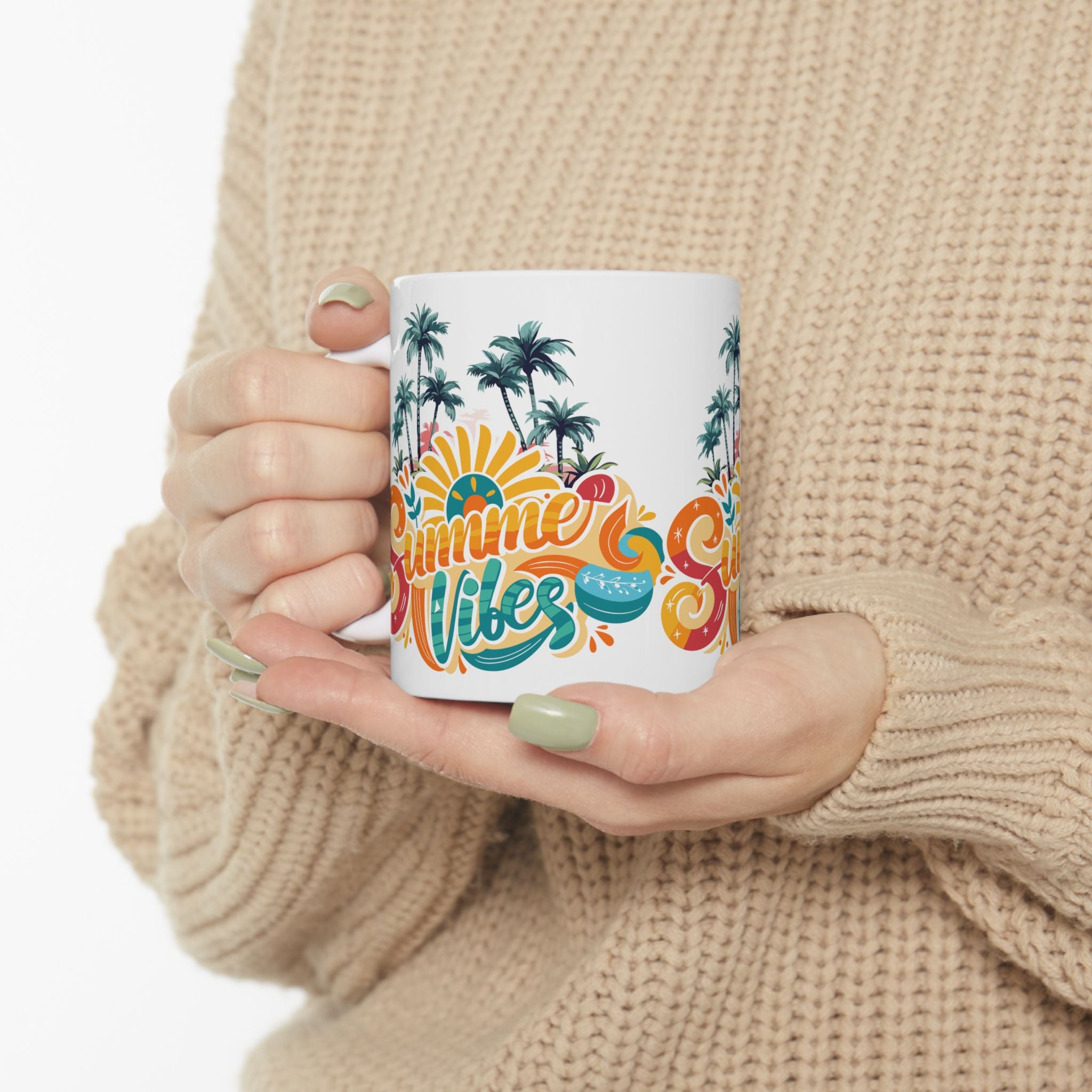 Summer Vibes Ceramic Mug | Tropical Coffee Cup