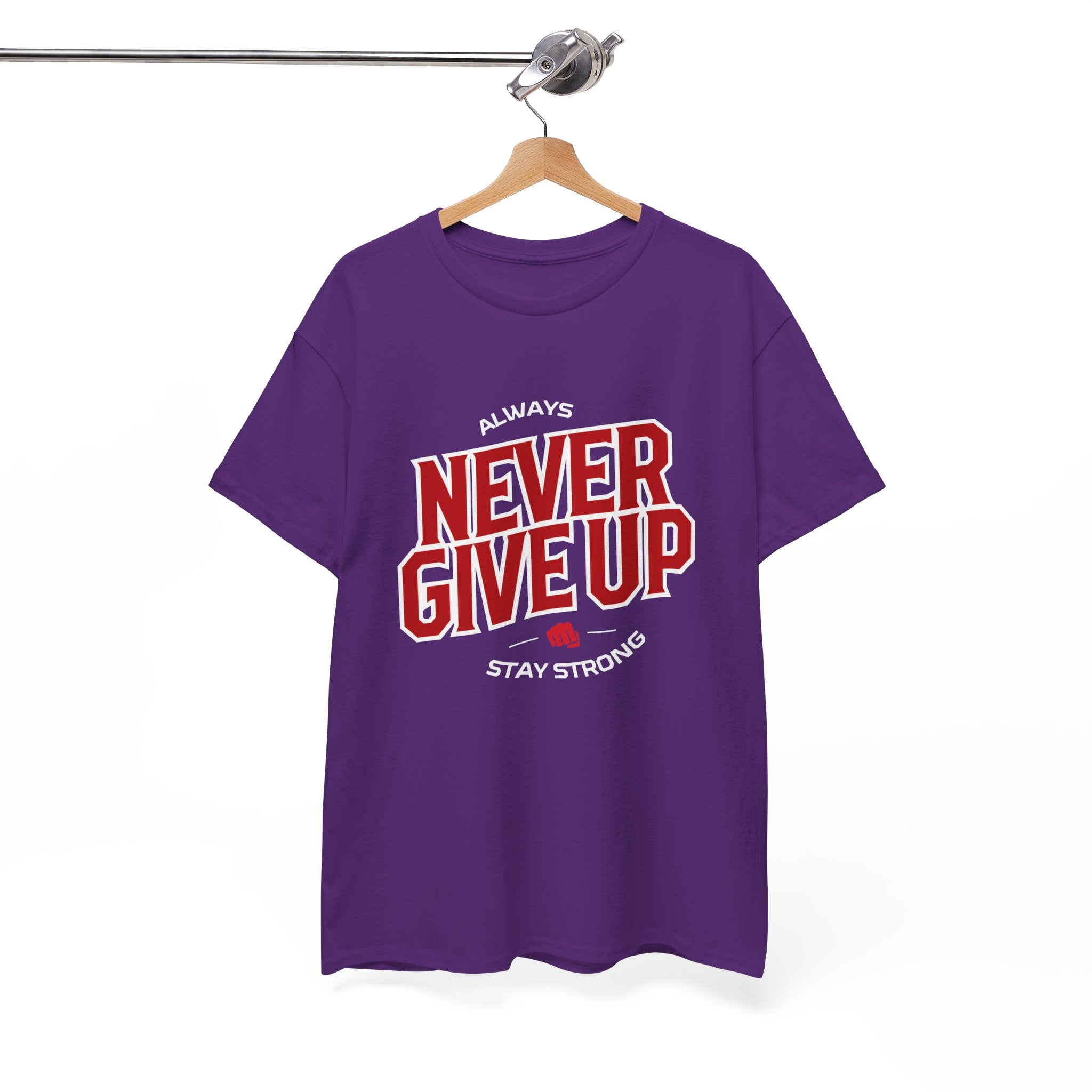 Unisex Heavy Cotton Tee - "Never Give Up" Inspirational Shirt