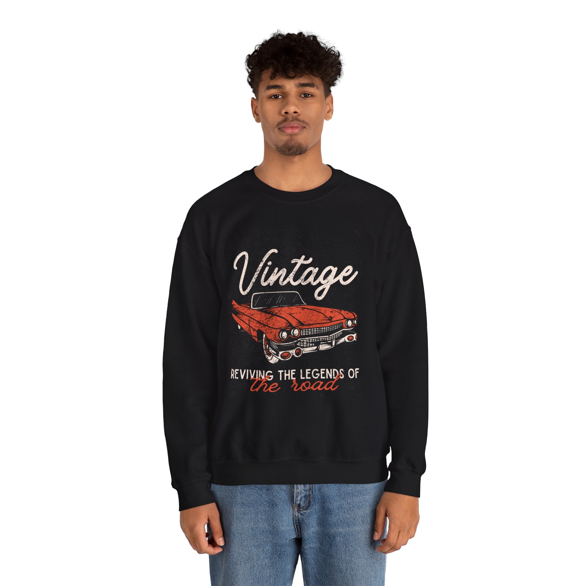 Vintage Car Crewneck Sweatshirt, Retro Apparel