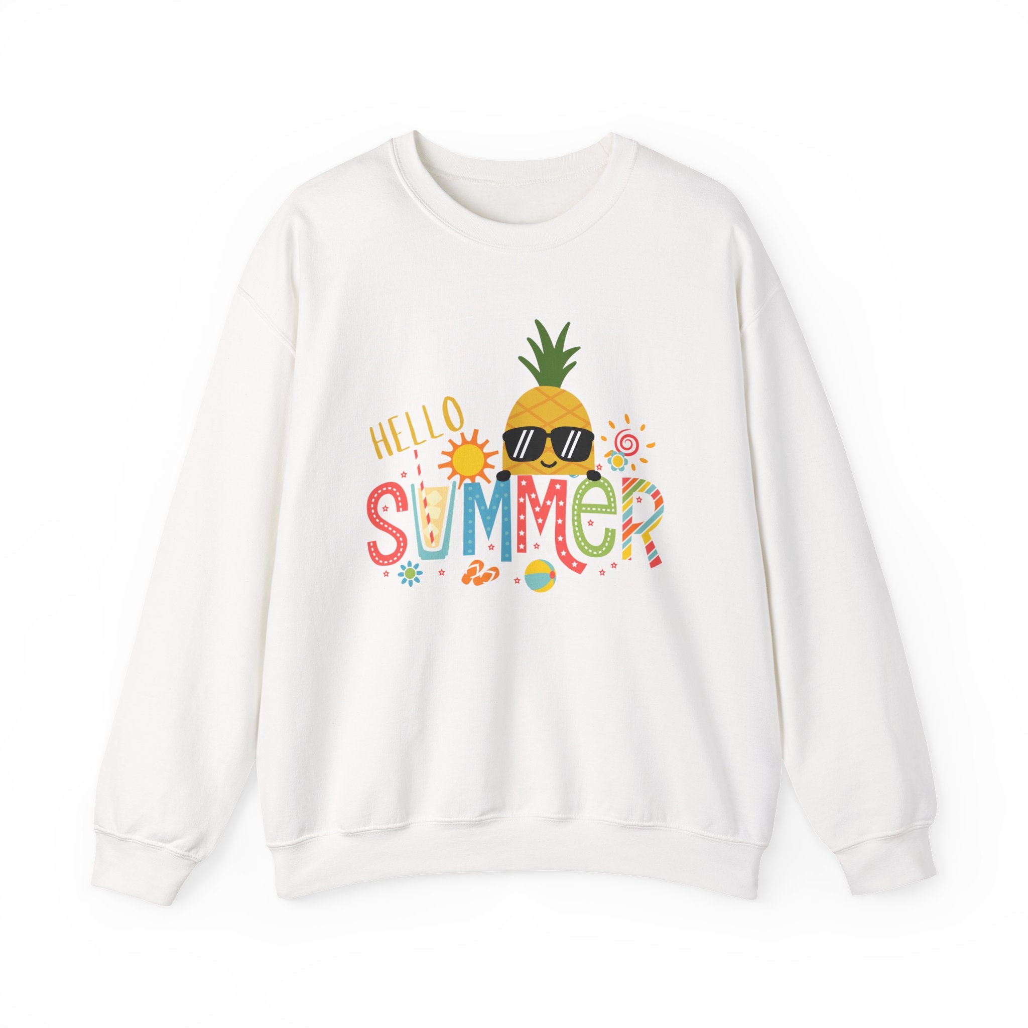 Hello Summer Pineapple Sweatshirt, Unisex Summer Crewneck