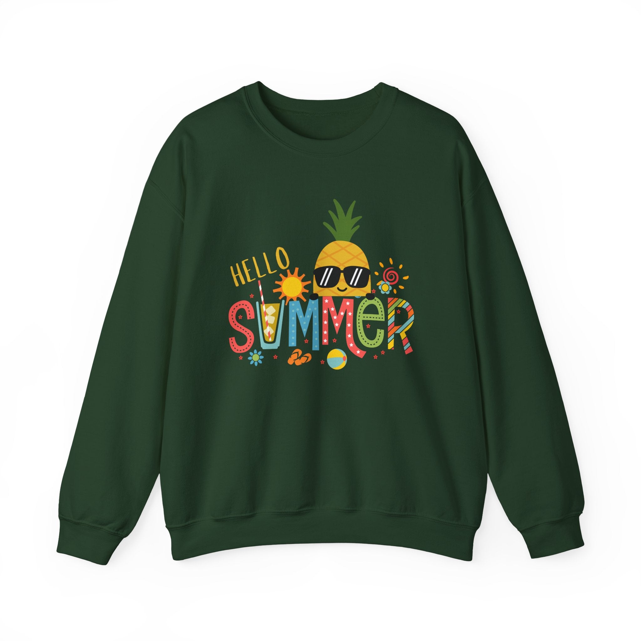 Hello Summer Pineapple Sweatshirt, Unisex Summer Crewneck