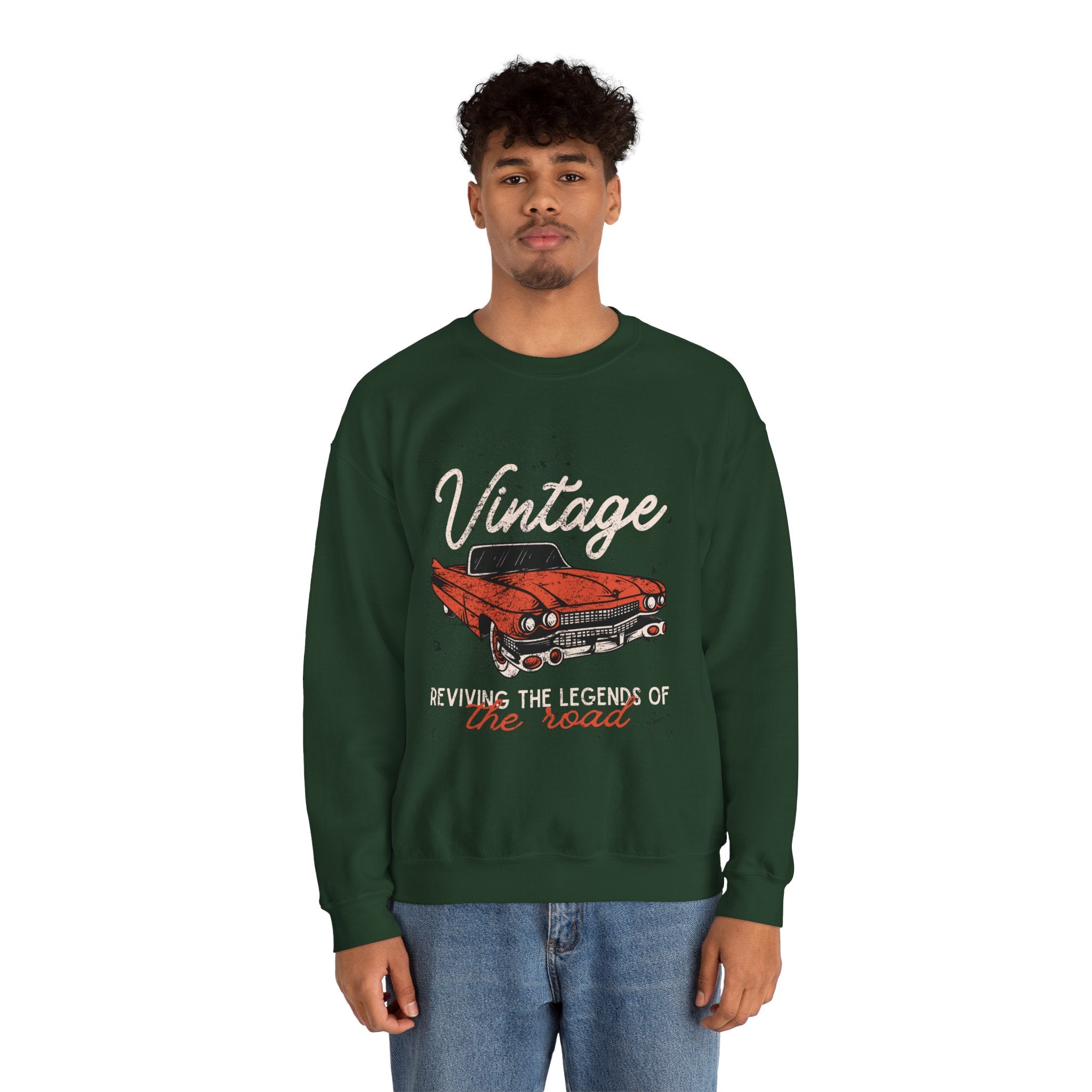 Vintage Car Crewneck Sweatshirt, Retro Apparel