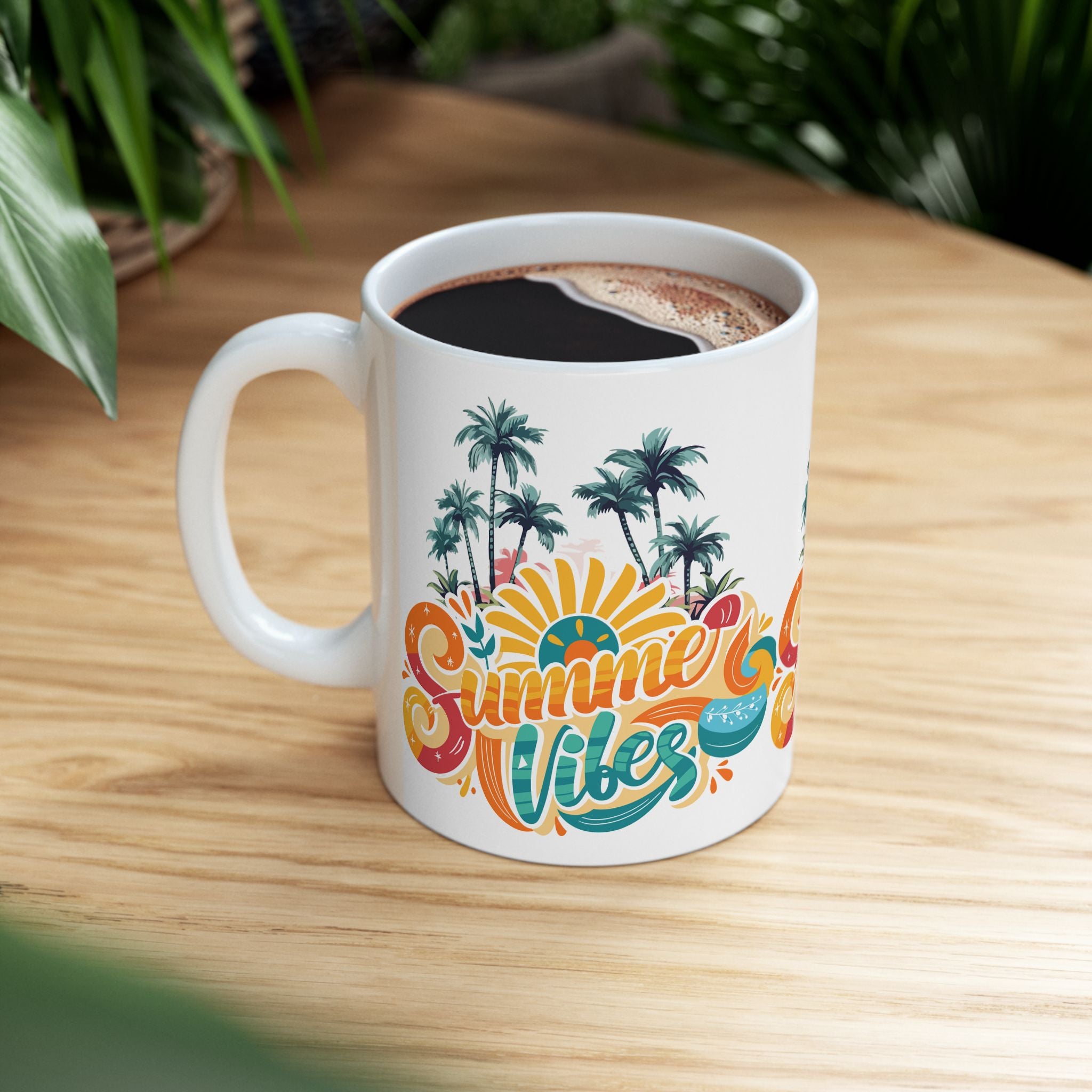 Summer Vibes Ceramic Mug | Tropical Coffee Cup