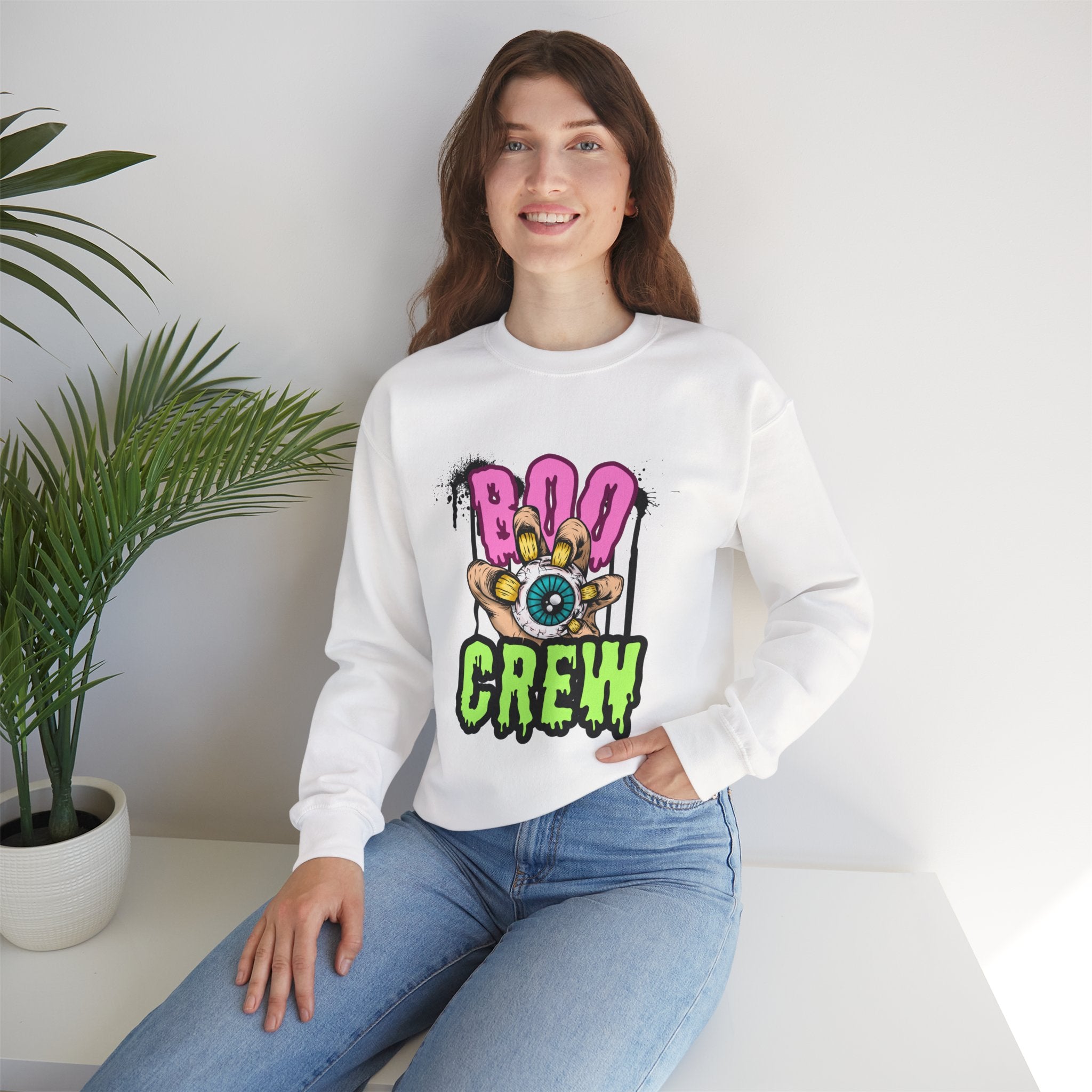 Halloween Boo Crew Sweatshirt, Unisex Halloween Apparel Spooky Crewneck