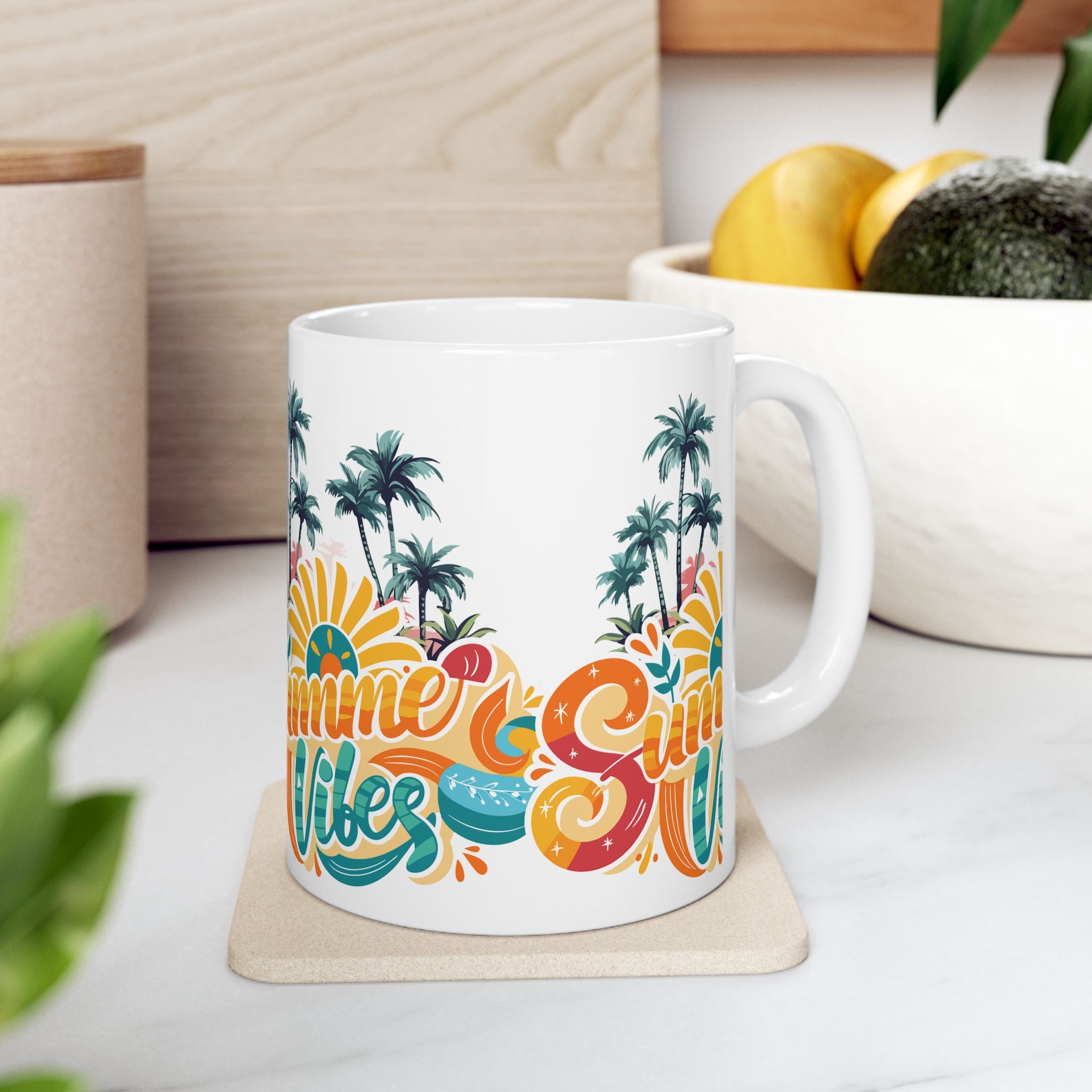 Summer Vibes Ceramic Mug | Tropical Coffee Cup