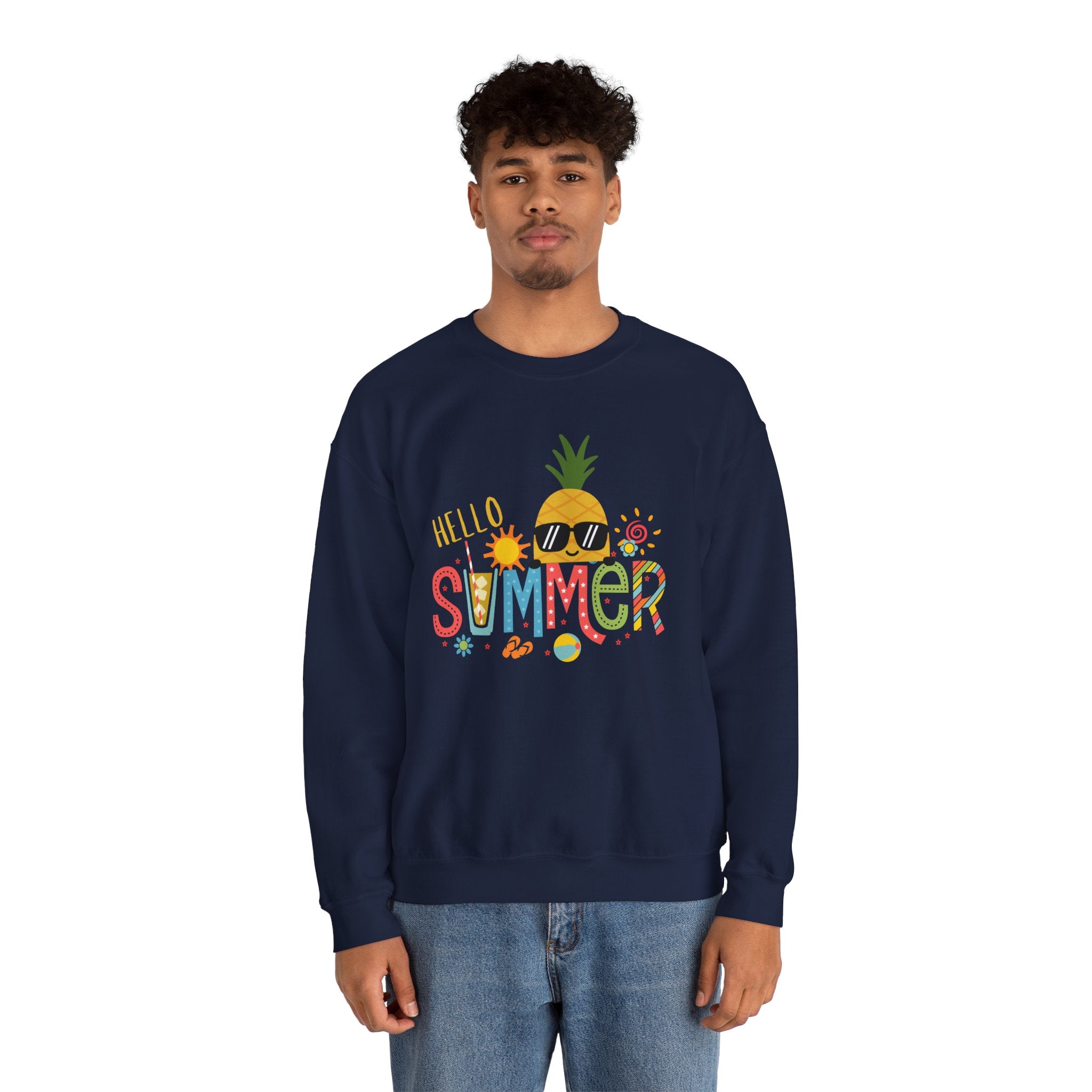 Hello Summer Pineapple Sweatshirt, Unisex Summer Crewneck