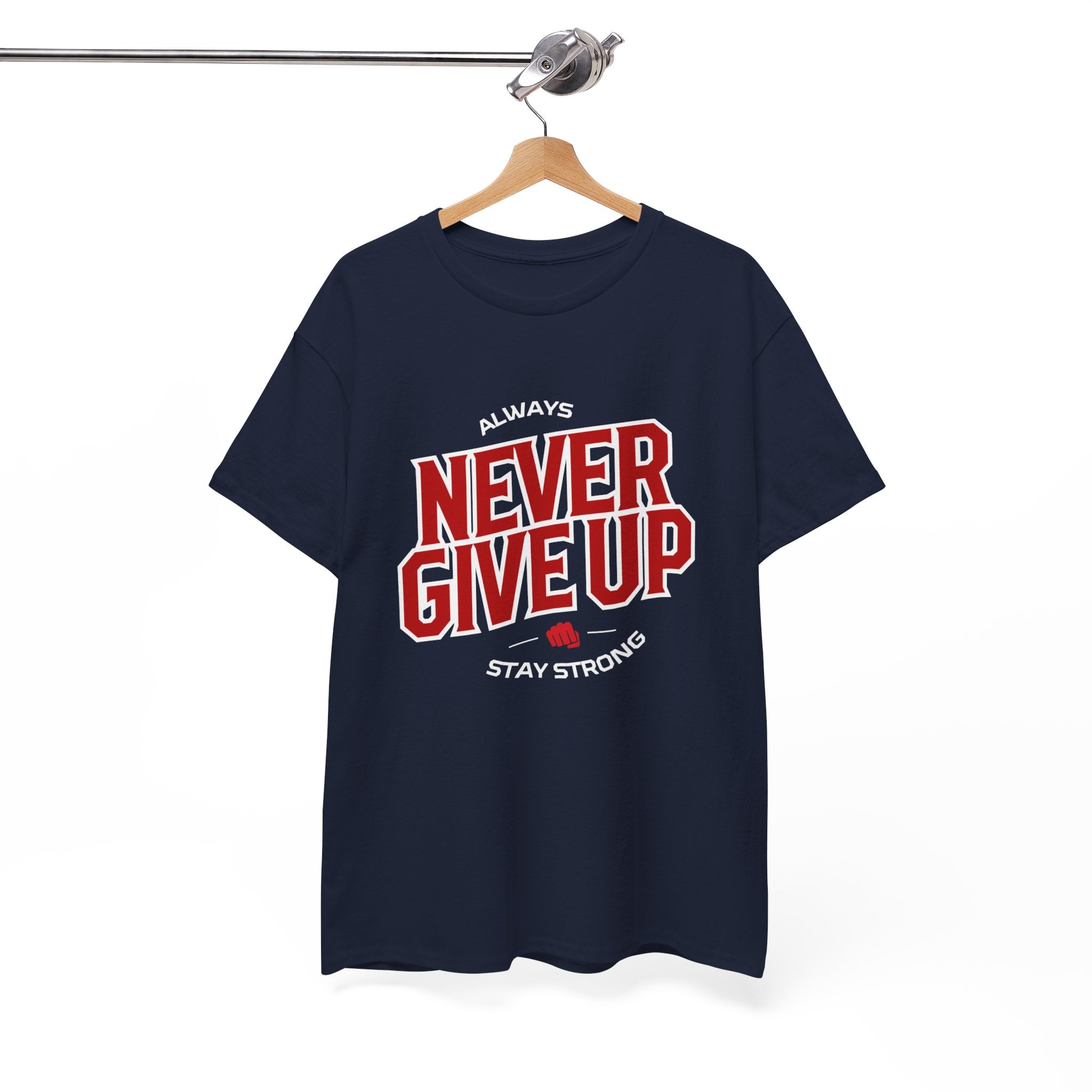 Unisex Heavy Cotton Tee - "Never Give Up" Inspirational Shirt