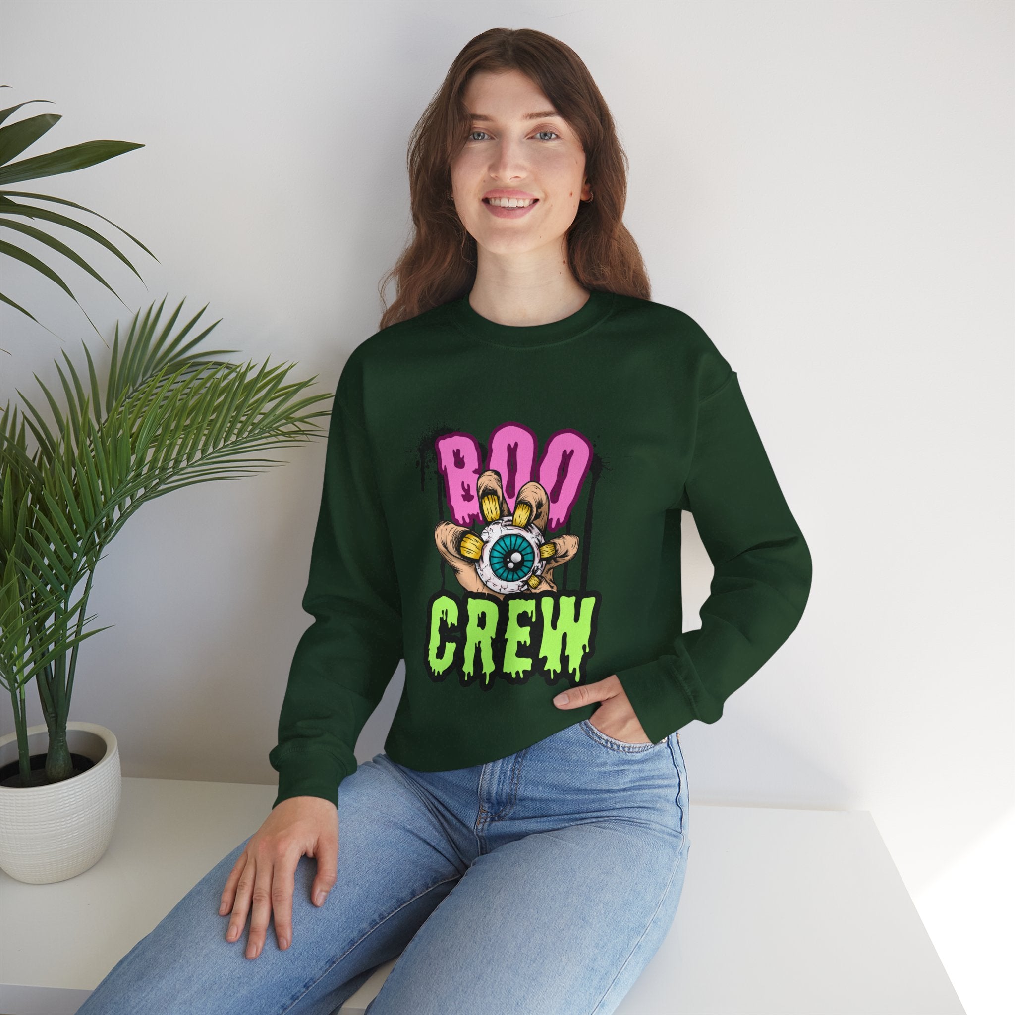 Halloween Boo Crew Sweatshirt, Unisex Halloween Apparel Spooky Crewneck