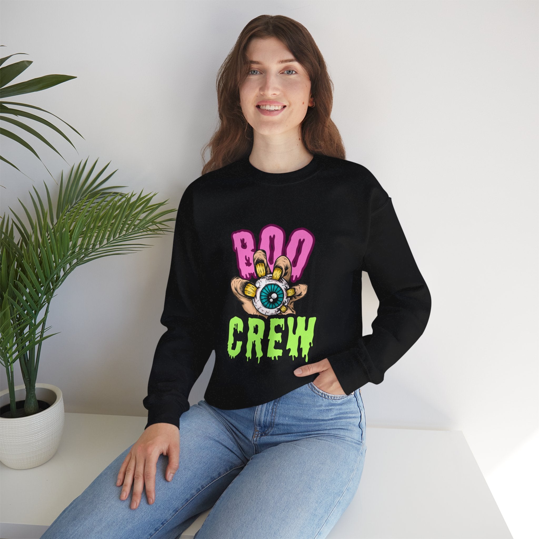 Halloween Boo Crew Sweatshirt, Unisex Halloween Apparel Spooky Crewneck