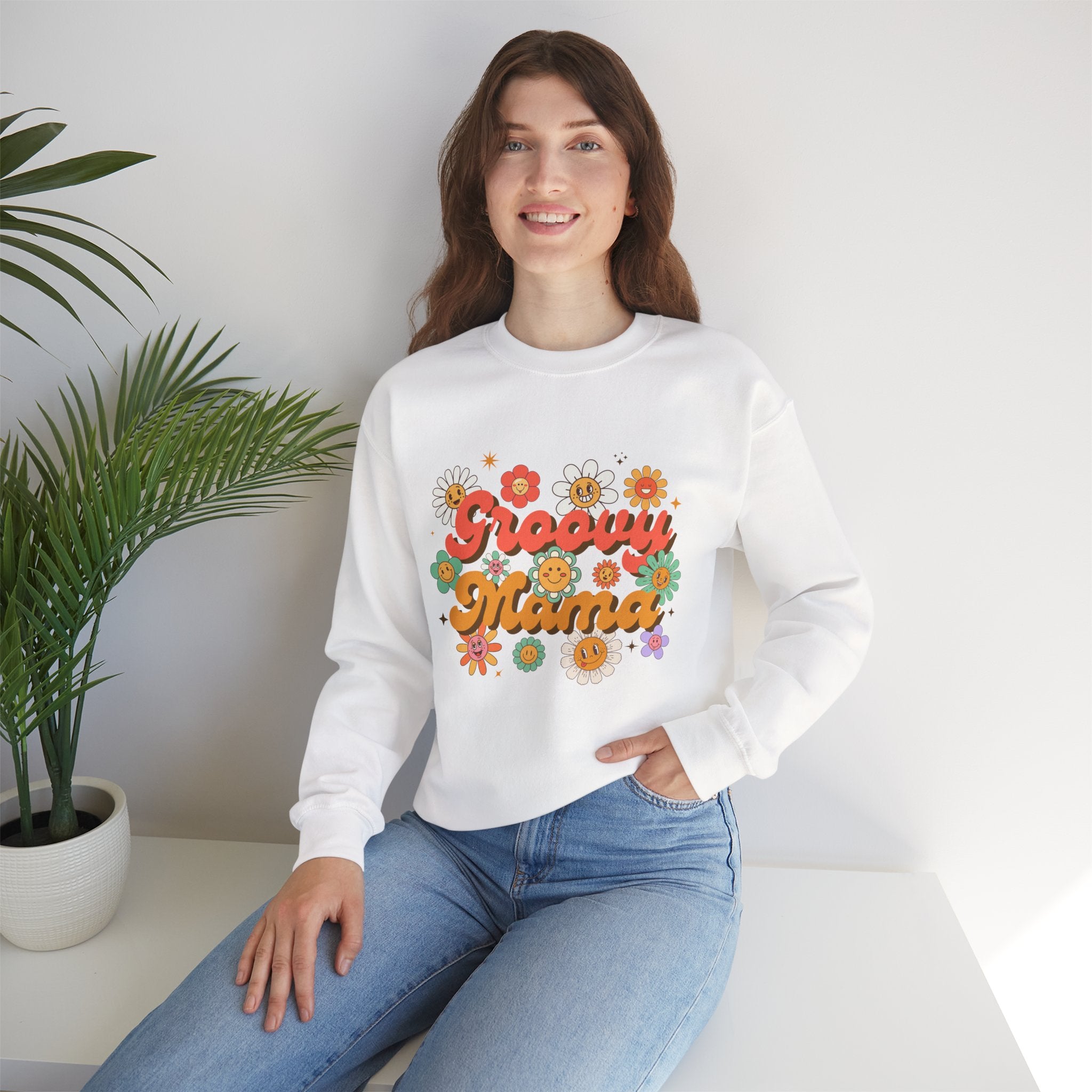 Retro Groovy Mama Sweatshirt | Cozy Gift for Moms, Flower Design