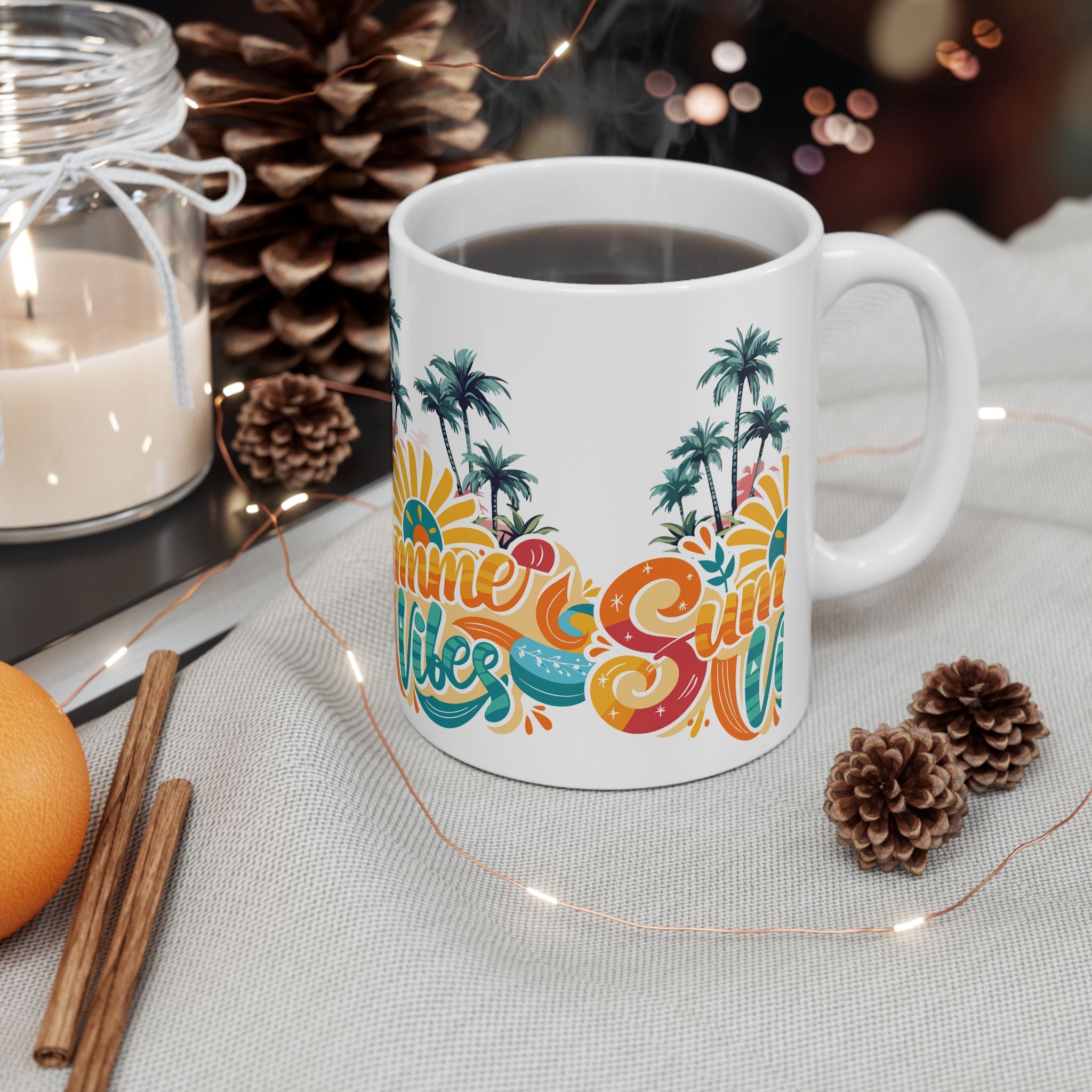 Summer Vibes Ceramic Mug | Tropical Coffee Cup