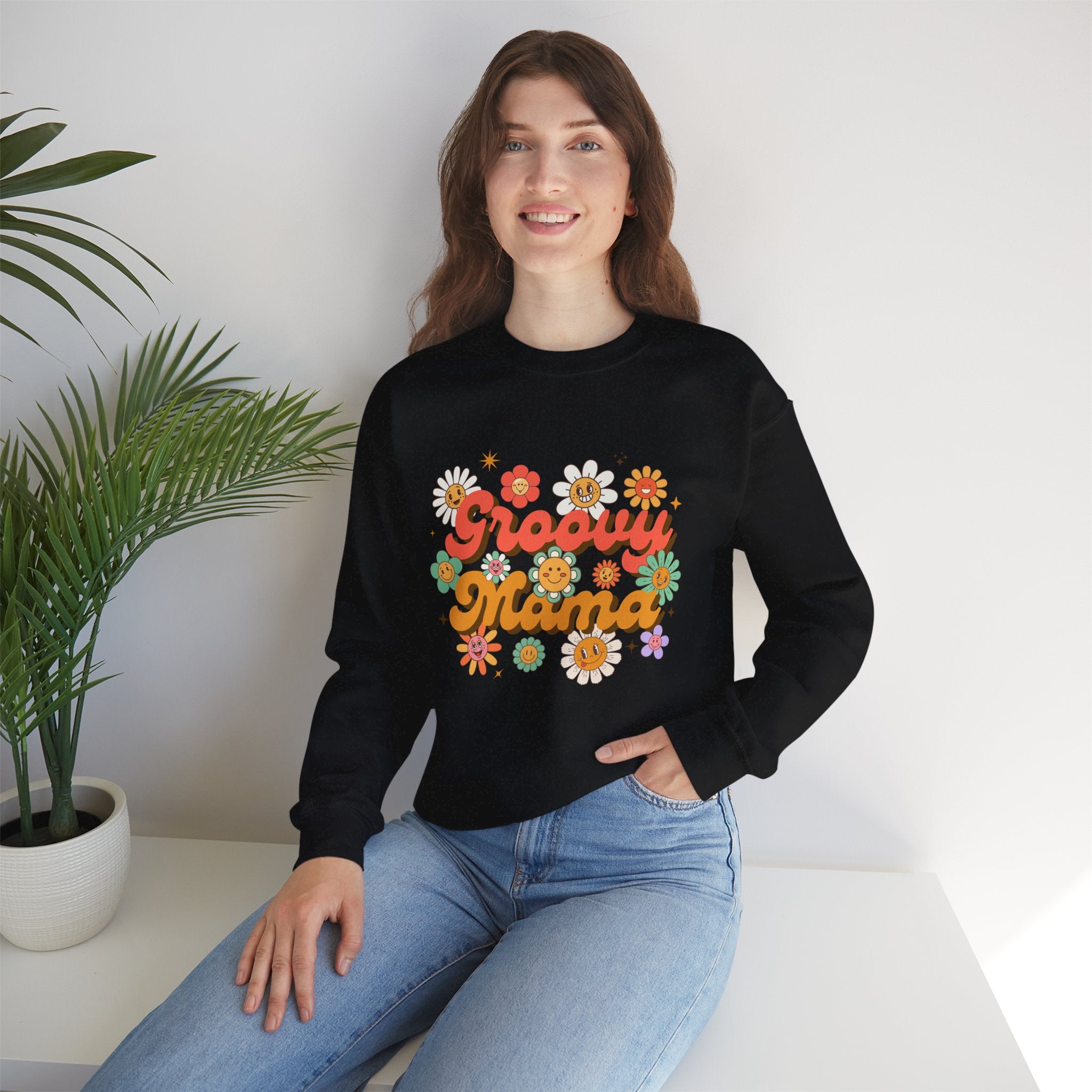 Retro Groovy Mama Sweatshirt | Cozy Gift for Moms, Flower Design