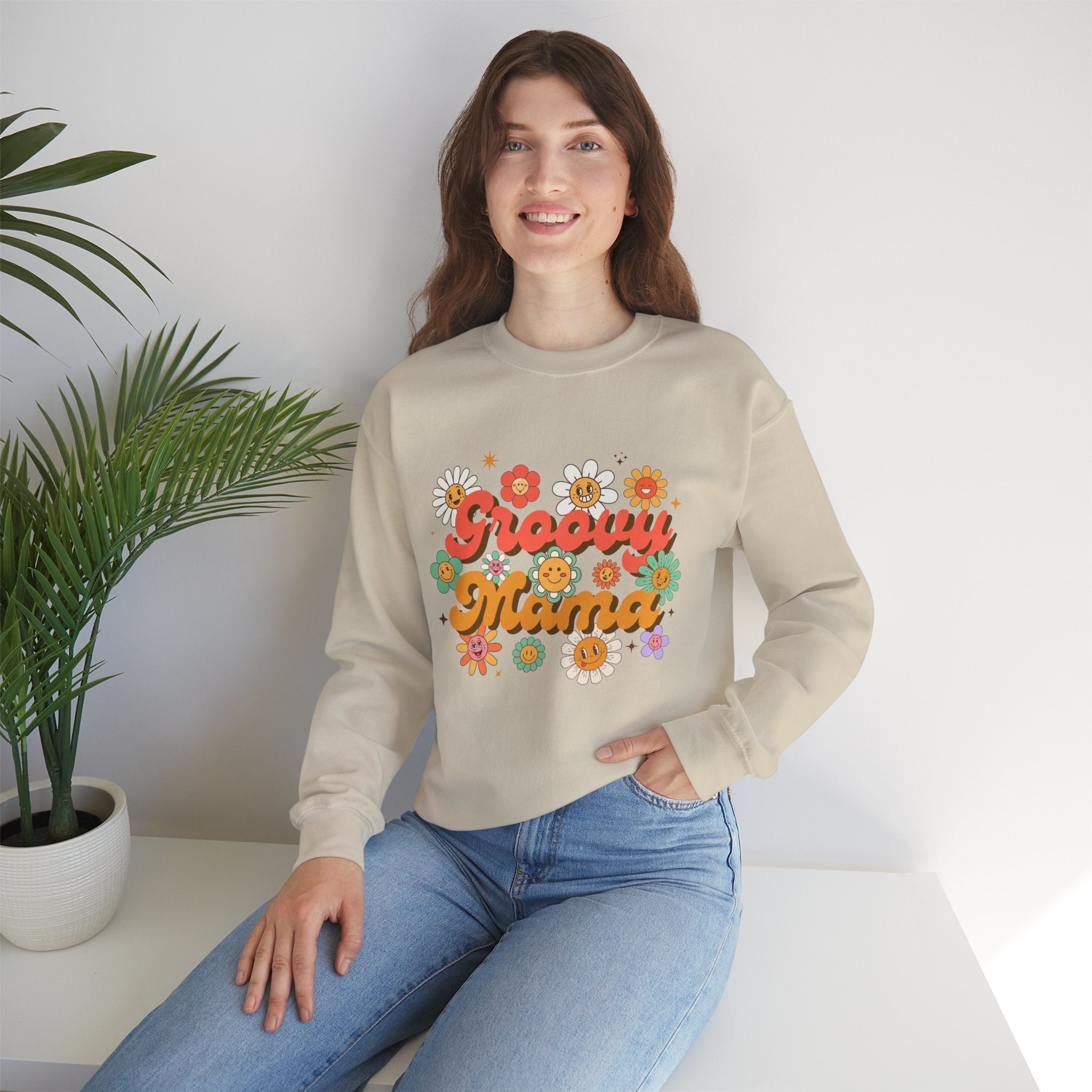 Retro Groovy Mama Sweatshirt | Cozy Gift for Moms, Flower Design