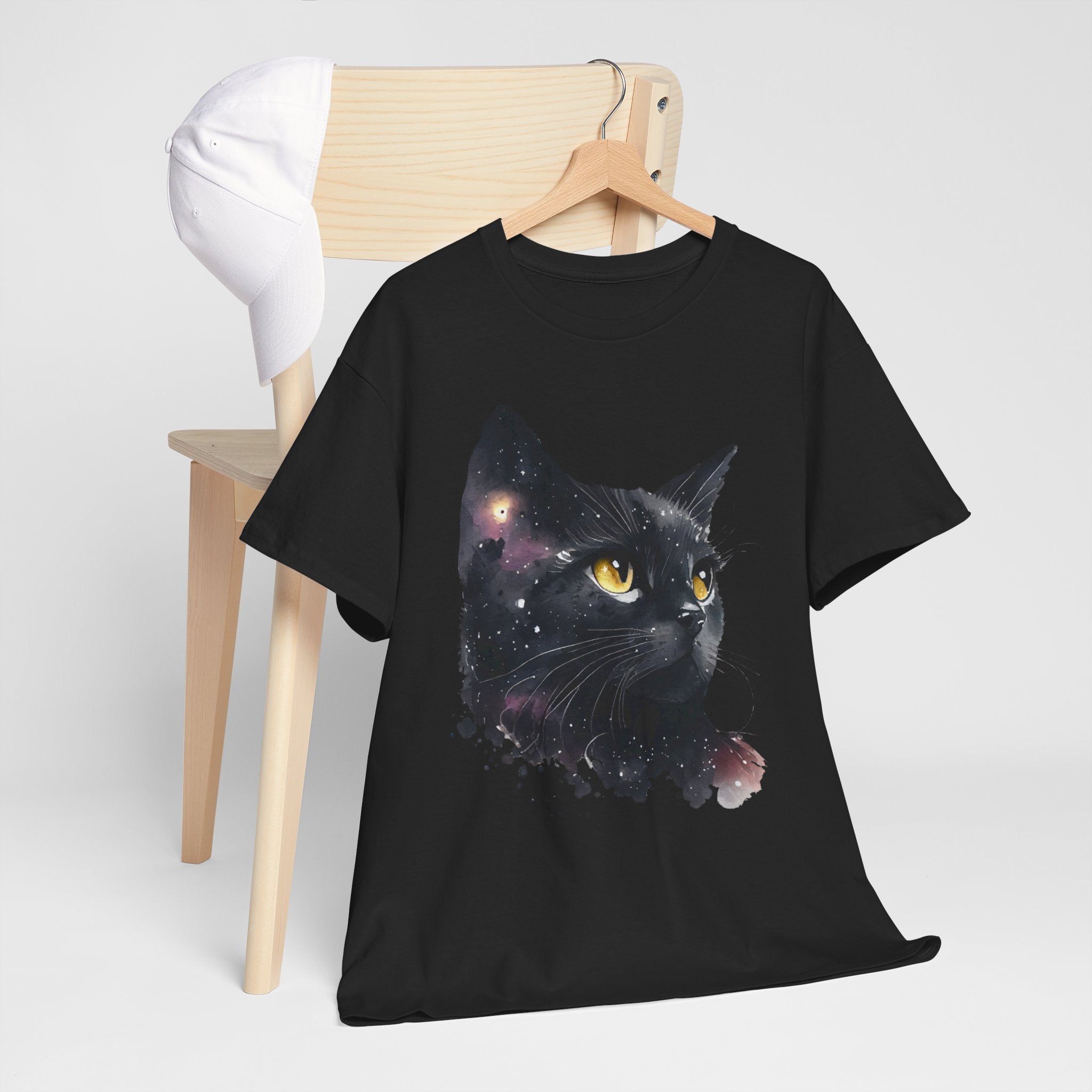 Galaxy Cat Unisex Heavy Cotton Tee, Cute Cat T-Shirt