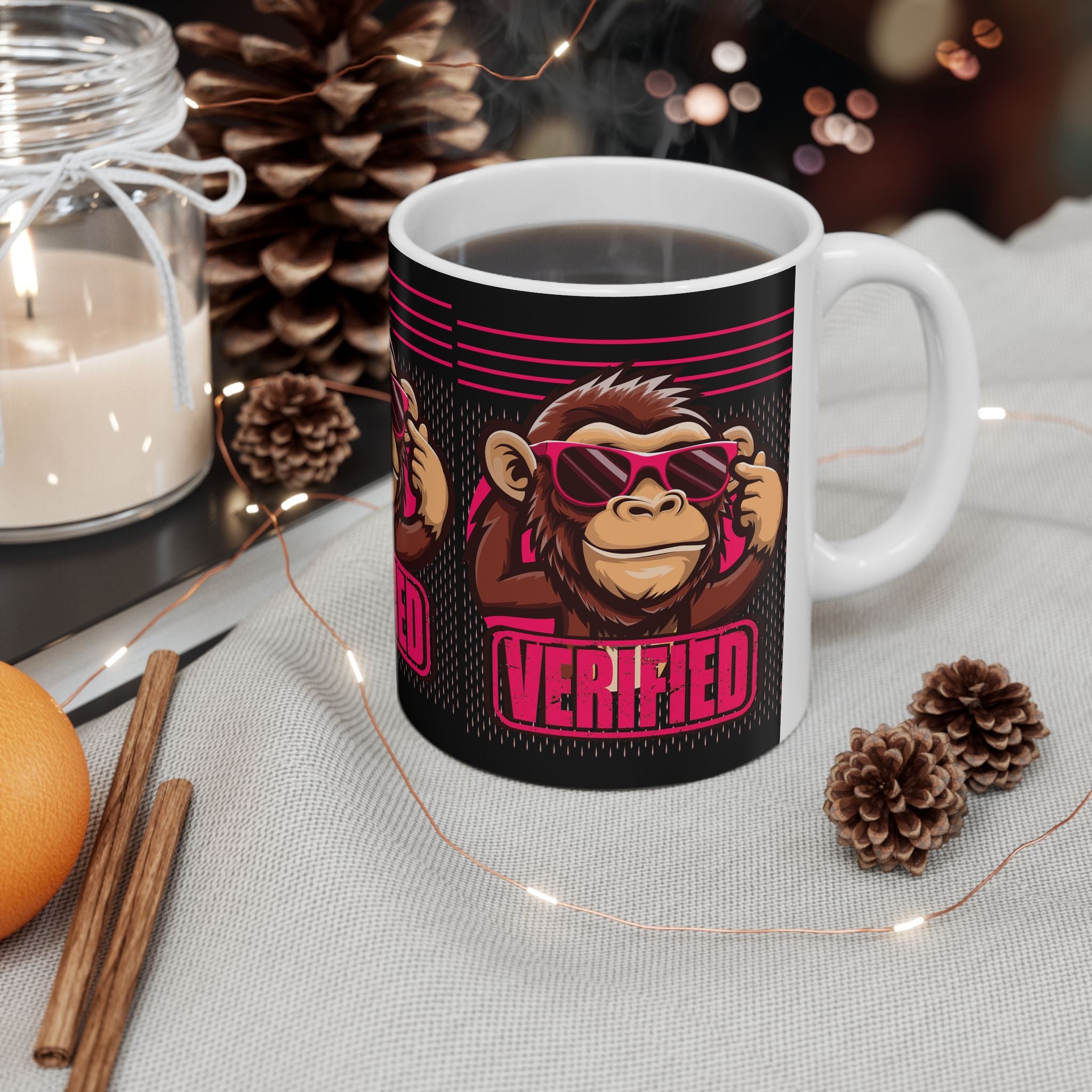 Verified Monkey Ceramic Mug - Fun Gift for Animal Lovers