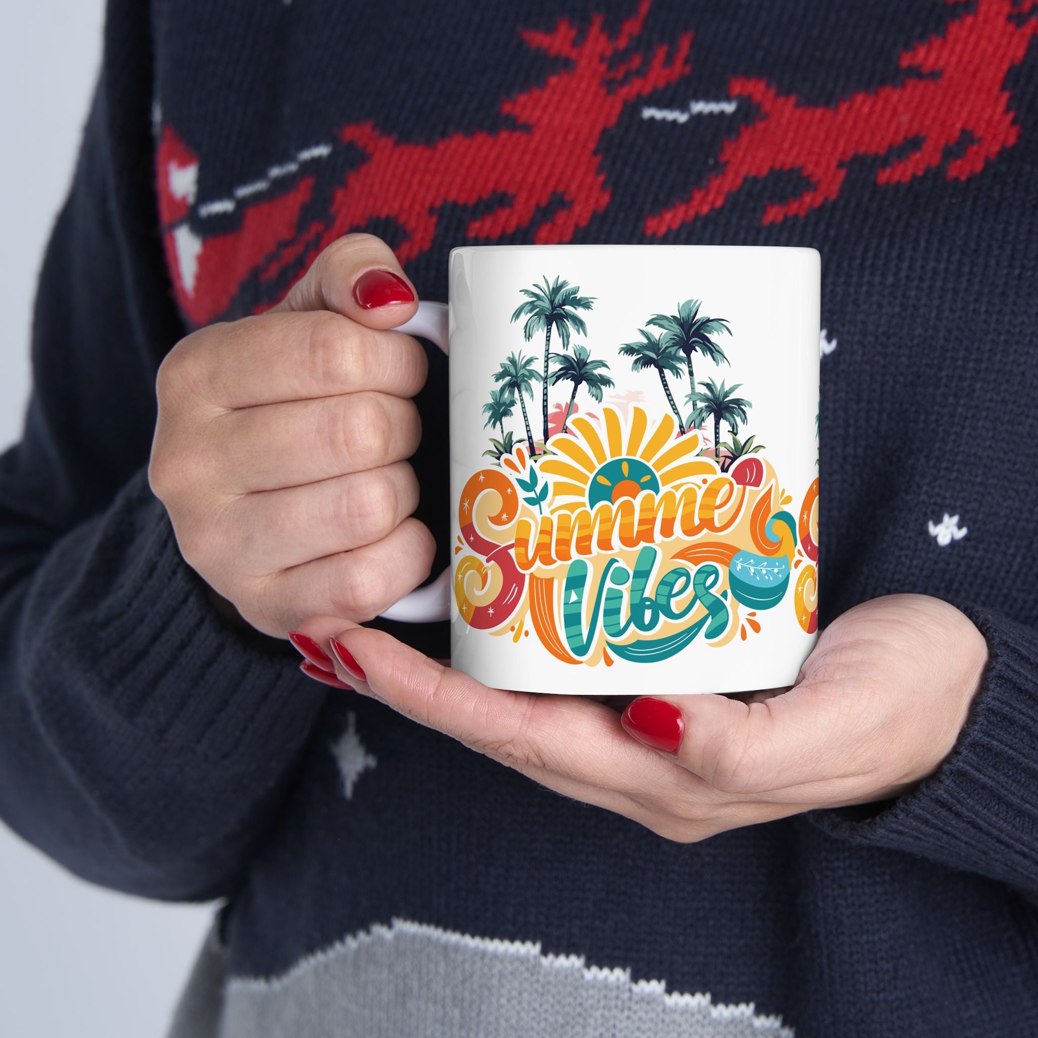 Summer Vibes Ceramic Mug | Tropical Coffee Cup
