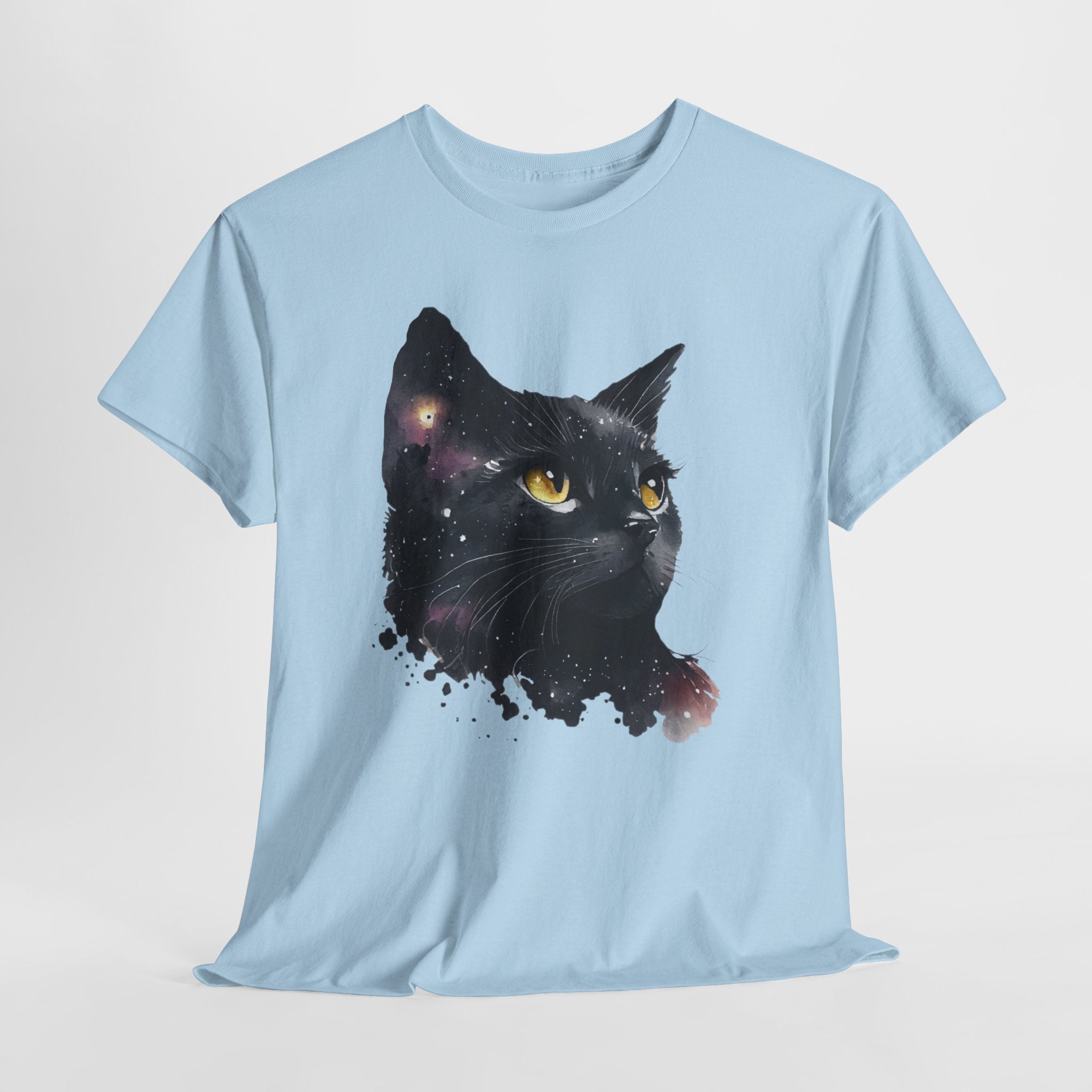 Galaxy Cat Unisex Heavy Cotton Tee, Cute Cat T-Shirt