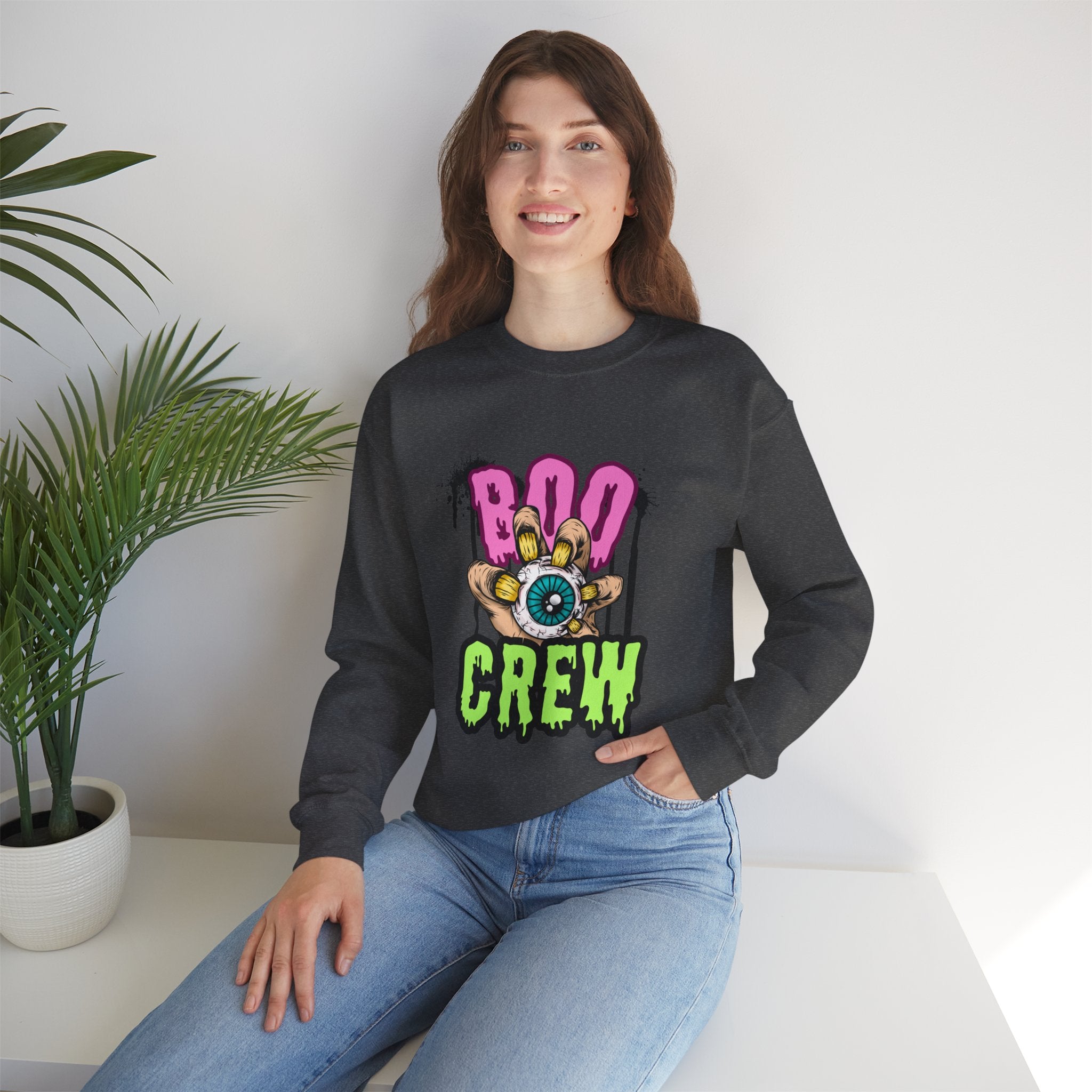 Halloween Boo Crew Sweatshirt, Unisex Halloween Apparel Spooky Crewneck
