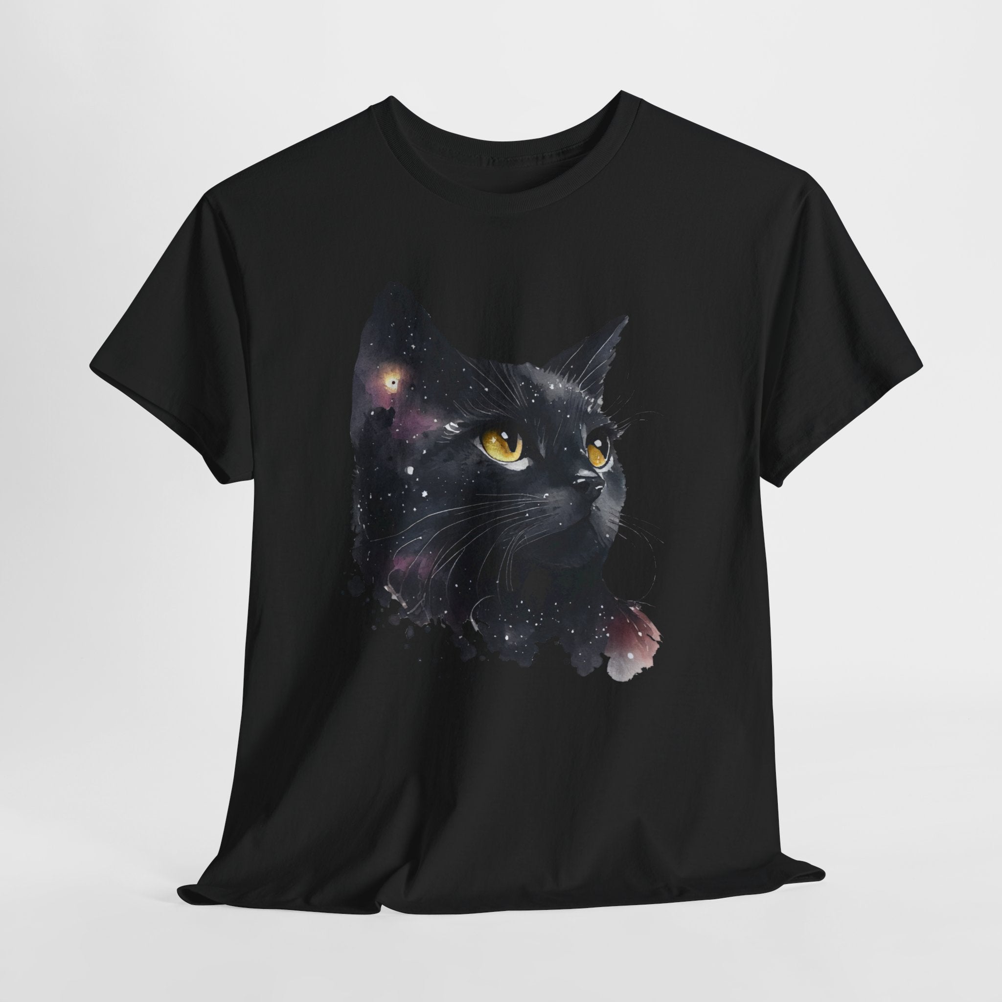 Galaxy Cat Unisex Heavy Cotton Tee, Cute Cat T-Shirt