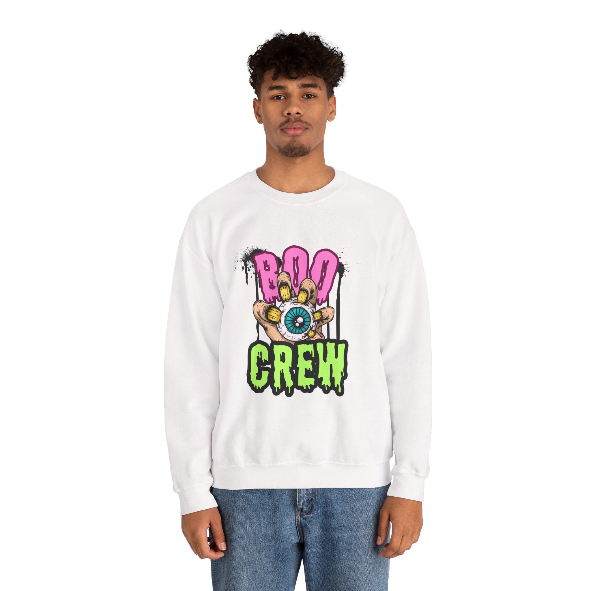 Halloween Boo Crew Sweatshirt, Unisex Halloween Apparel Spooky Crewneck