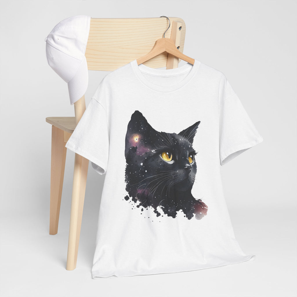 Galaxy Cat Unisex Heavy Cotton Tee, Cute Cat T-Shirt