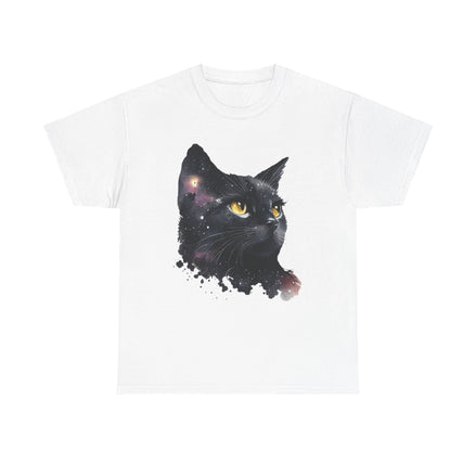 Galaxy Cat Unisex Heavy Cotton Tee, Cute Cat T-Shirt