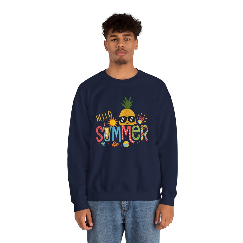 Hello Summer Pineapple Sweatshirt, Unisex Summer Crewneck