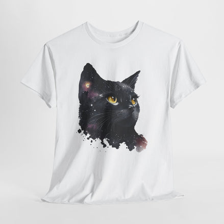 Galaxy Cat Unisex Heavy Cotton Tee, Cute Cat T-Shirt